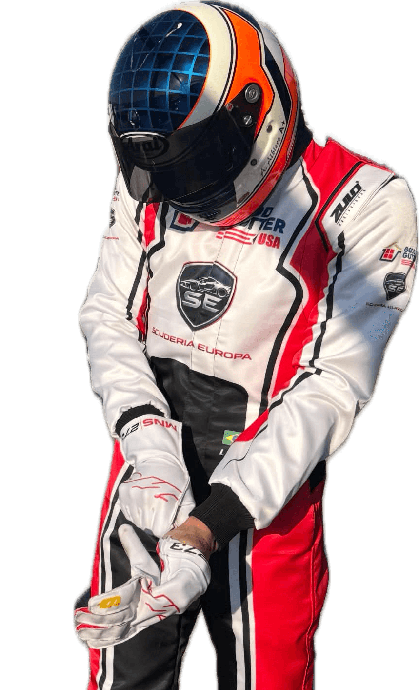 Lorenzo Albiero in his race suit and helmet